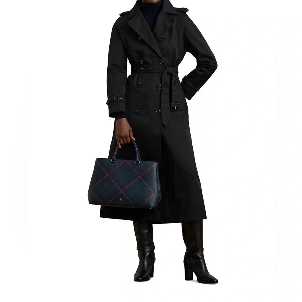 Ralph Lauren Tartan Plaid Tote in Green and Blue - Picture 4 of 13